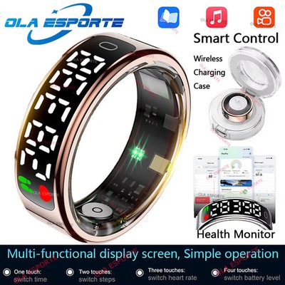 Smart Ring Display Screen Touch Wireless Charging Case Fitness Health Monitor 13