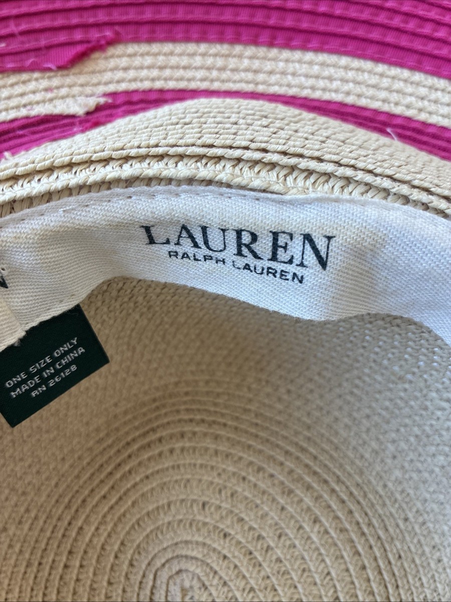 Polo Ralph Lauren Straw Pink Grosgrain Ribbon Striped Wide  display picture 2
