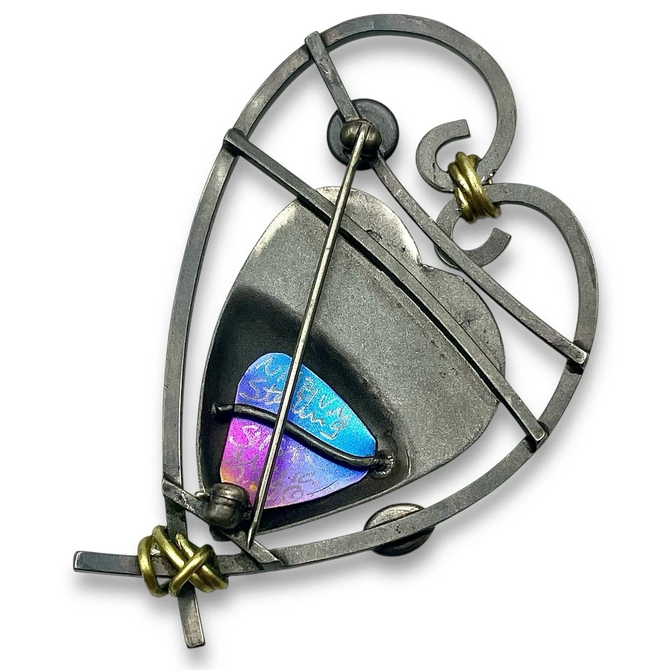 Broche Corazón Modernista SUSAN MARIA BUCKLEY Niobio Plata Latón Cobre🔥!¡OFERTA!🔥 Foto 2 de 4