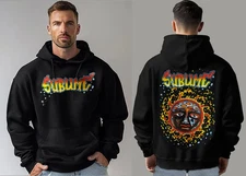 SUBLIME LONG BEACH CA BLACK HOODIE SPLASHED FRONT AND BACK PRINT MEN'S