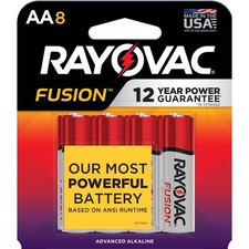 8-Pack Rayovac Fusion AA Alkaline Batteries Carded
