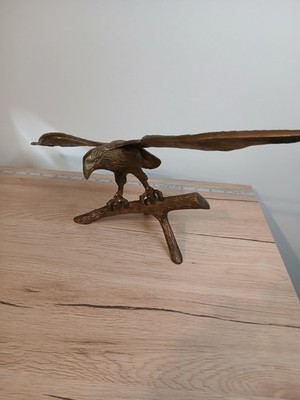 Vintage großer massiver Messing Adler mit ausgebreiteten Flügeln Statue Ornament Figur Deko