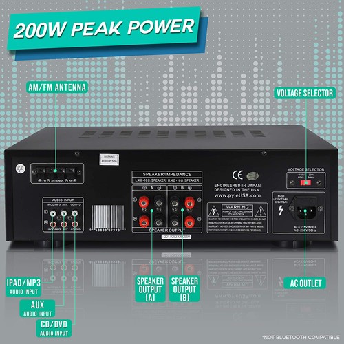 PYLE PRO PT260A 200W Home Digital AM FM Stereo Receiver Theater Audio(For Parts) - Picture 6 of 8