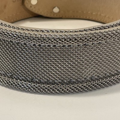 Streets Ahead Metal Mesh Belt with Metal M… Vtg Streets Ahead Leather Metal Mesh Belt Size Large | eBay main image 2