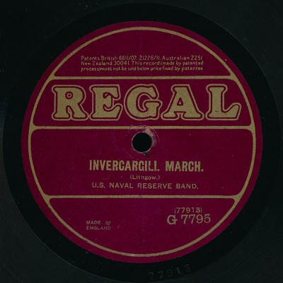 U.S. Naval Reserve Band - Invercargill March / A Slippery Place (Shellac, 10'')