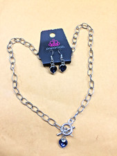 Paparazzi Earring and Necklace Set Royal Blue Heart Jewelry NWT