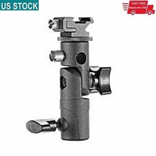 Metal Flash Bracket Light Stand Hot Shoe Mount Umbrella Holder Swivel Hole V9F9