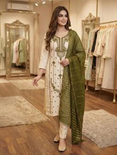 Pakisatni Pure Cotton Kurti Pant Dupatta Set Indian Ethnic Salwar Kameez Kurta