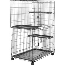 Cat Playpen Metal 3-Tier Large Indoor Cage with Wheels  Shelves