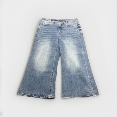 NYDJ Wide Leg Crop Jeans Lift X Tuck cool embrace size 12 Light Wash Fading