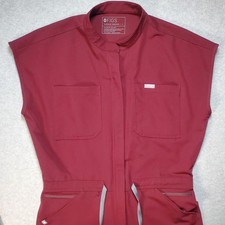 Figs Rafaela Cargo Scrub Jogger Jumpsuit Burgundy Size Large