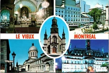 Postcard Le Vieux Montreal Quebec Canada Historic Sites Multi-View