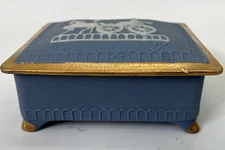 Vtg Ucagco Jasperware Cigarette Box Ashtray 4 Piece Horse 2 Japan MCM Blue Gold