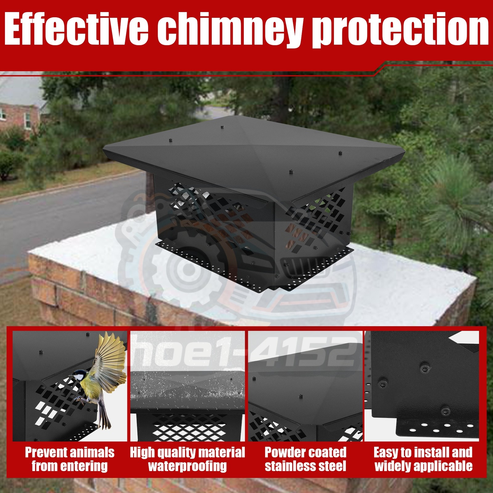Outdoor Chimney Cap Flue Caps Fireplace Chimney Cover Mesh Flue Covers 13" x 17"