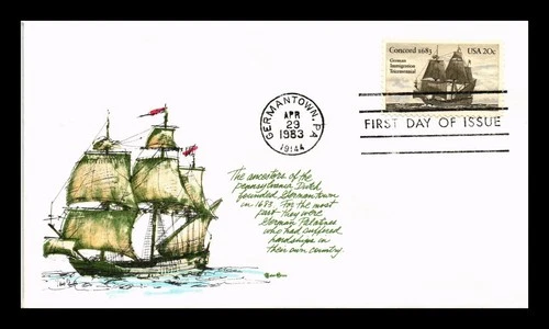US COVER GERMAN IMMIGRATION TRICENTENNIAL FDC TUDOR HOUSE CACHET
