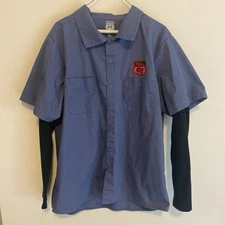 Phillips 66 Mens Shirt Long Thermal Sleeves Button Up Blue Size XL
