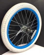 Freno sottobicchiere ruota posteriore blu 18" bicicletta con pneumatico bianco 1,95" bici BMX #M20