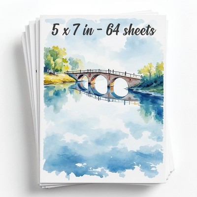 64 Sheets Watercolor Paper Pad  5''x7''  Water Color Paper 140lb/300gsm  100% C...