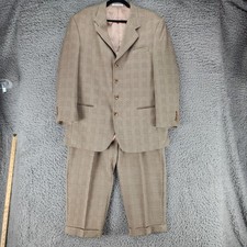 Alberto Celini 2 Piece Suit Mens 44R 38Rx26 Tan Blazer Jacket Pants *Read*