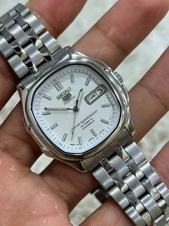 Vintage Seiko 5 Superior White Dial whirlpool Mens Watch Japan Made 7s36 5000
