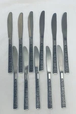 Vtg Imperial Stainless Flatware Dinner Knives Floral Korea Silverware Lot of 11
