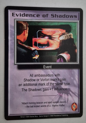 Evidence of Shadows Promo Card Babylon 5 B5 CCG Precedence Entertainment NM