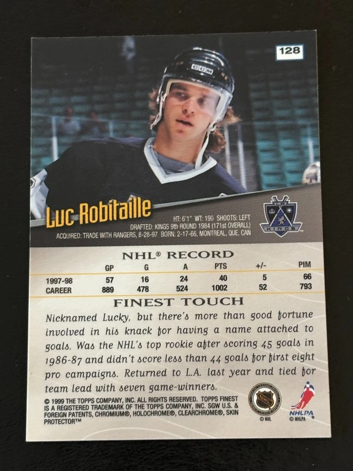 Luc Robitaille 1998-99 Topps Finest #128 Los Angeles Kings - Image 2 of 2