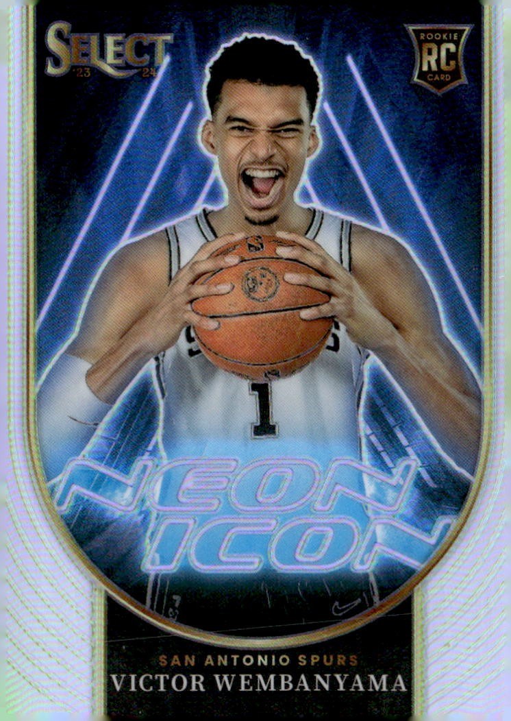 VICTOR WEMBANYAMA 2023-24 SELECT NEON ICON SILVER PRIZM ROOKIE SPURS QQ