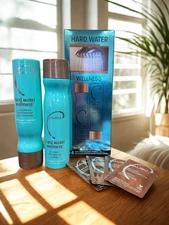 Malibu C Hard Water Wellness Kit Shampoo/Conditioner/4 Hardwater Treatment Packs