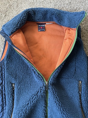 Men's Columbia Full Zip Sherpa Vest Size L Designed In Japan Deep Pile Style - Picture 3 of 6