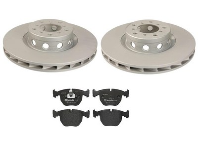 SHW OEM Front Brake Kit 345mm Vented Disc Rotors and Low-Met Pads For BMW E39 M5