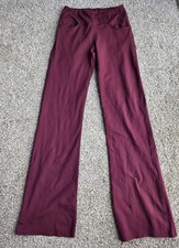 Maroon Wide Leg Yoga Pants Size S Flare Leggings With Pockets Soft Stretchy Red