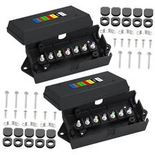 CheeMuii 2 Pcs 7 Way Trailer Junction Box Weatherproof 7 Pin Trailer Wiring 