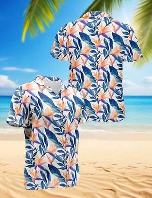 Tropical Bird of Paradise Hawaiian Shirt Aloha Beach Top Mens Womens