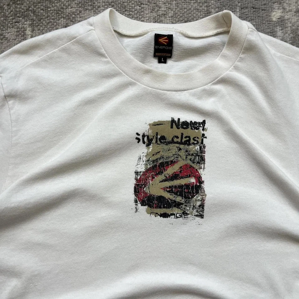 Y2K Energie T-Shirt Large Mens Italian Sportswear 80s Casuals Graphic Print - Image 3 of 4