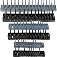 6 Piece Socket Tray Set - 2 Row - 1/4", 3/8", 1/2" - Grey (Metric) Black (SAE)