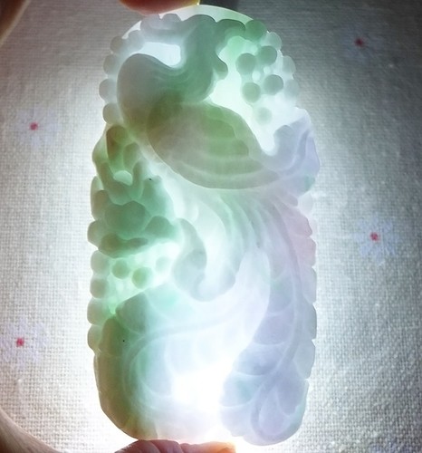 Cert'd Natural Type A Jadeite Jade Phoenix Pendant 8224 - Picture 6 of 7