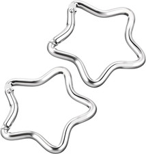 2Pcs Silver Star Shaped Carabiner Keychains, Aluminum Heavy Duty Spring Snap Hoo