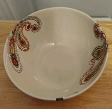 Tabletops Gallery MULTI PAISLEYHand Crafted/Painted Bowl  Embossed Dots 10 1/4 W