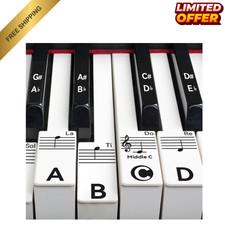 Piano Keyboard Stickers for 88/76/61/54/49 Keys Transparent Removable Labels