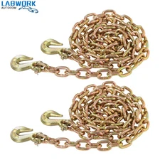 2 Pack Tow Chain Binder Transport Chain Grab Hooks 3/8In×10FT 7100Lbs G70 Steel