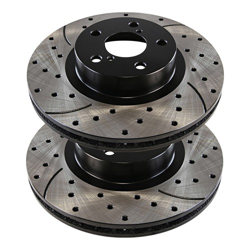 Front Drilled Slotted Brake Rotors Pair 2 for 20042008 2009 Toyota