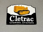 VINTAGE 17” CLETRAC TRACTORS PORCELAIN SIGN CAR GAS OIL TRUCK GASOLINE