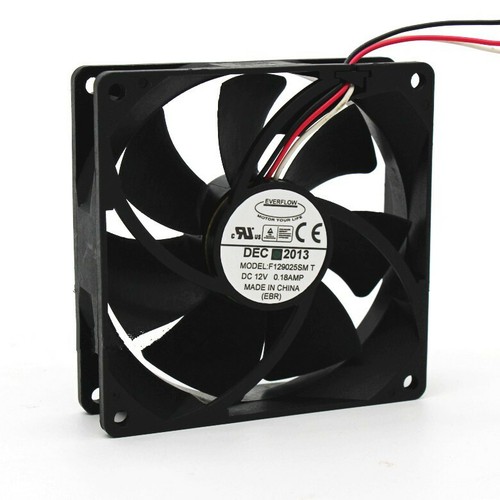 EVERFLOW F129025SMT DC12V 0.18A 3-wire 9CM Equipment Fan - Picture 2 of 4