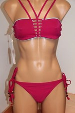 NWT PILYQ Swimsuit Bikini 2pc set Size L Dreamy Blue Strappy Tie Side Full