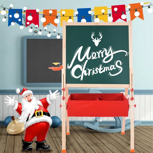 3 in 1 Kids Wooden Easel Blackboard Whiteboard Children Drawing Art Chalk Board