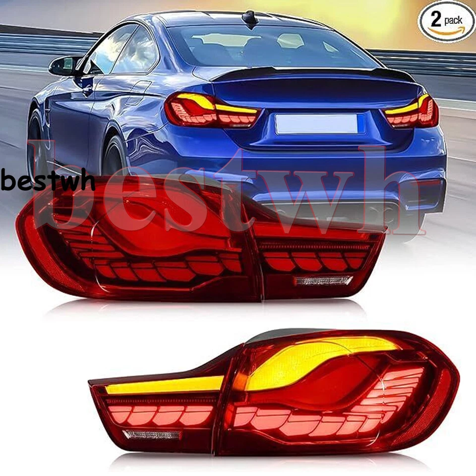 Pair Black Smoked LED Tail Lights For 14-20 BMW F32 F33 F36 M4 F82 F83 Stop Lamp - Image 3 of 4