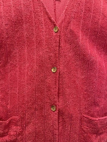 Vtg Stan Herman Pink Chenille Short Robe 2 Pockets 100% Cotton Gold Buttons EUC! - Picture 2 of 9
