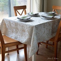 Luxury Linen & Cotton Damask Tablecloth Cervo - 147 X 300cm (58.8'' X 120''), Luxury Linen & Cotton Damask Tablecloth Cervo - 147 X 300cm (58.8'' X 120''),