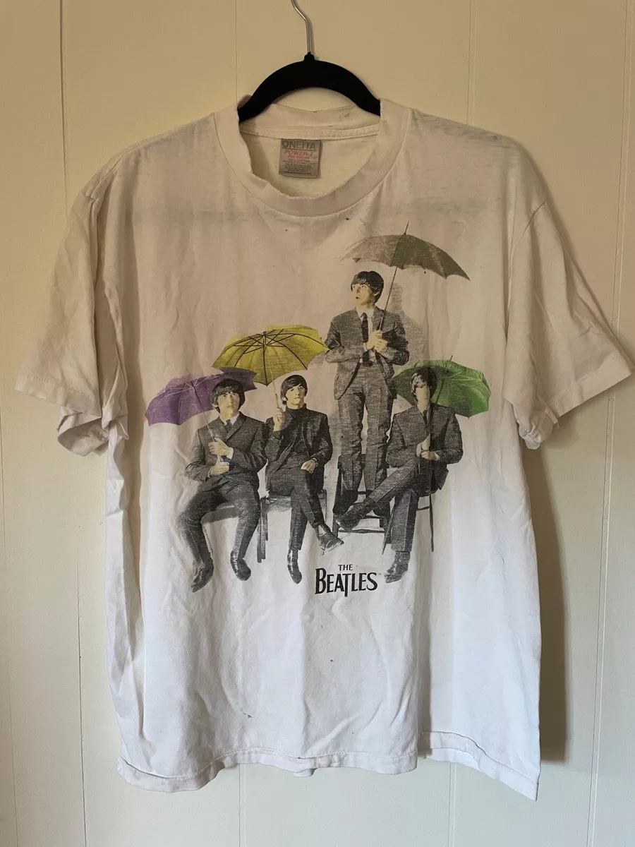 Rare VTG 90s The Beatles Umbrella T-Shirt Single Stitch USA Made L